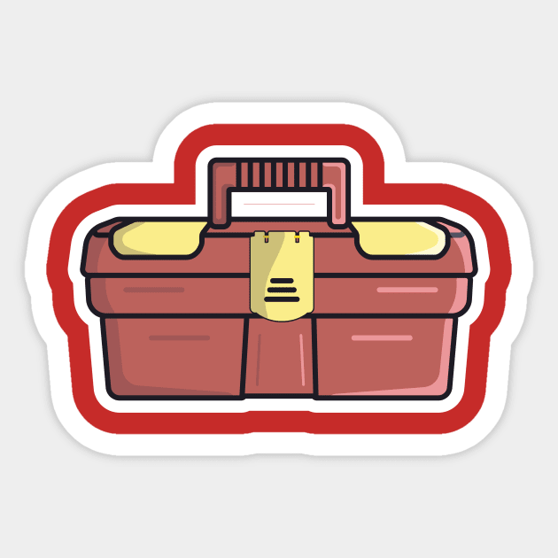 Plumber Repairing Tool Box Sticker vector illustration. Plumber working tool equipment icon concept. Toolkit for builder or industrial store sticker design logo icon. Sticker by AlviStudio